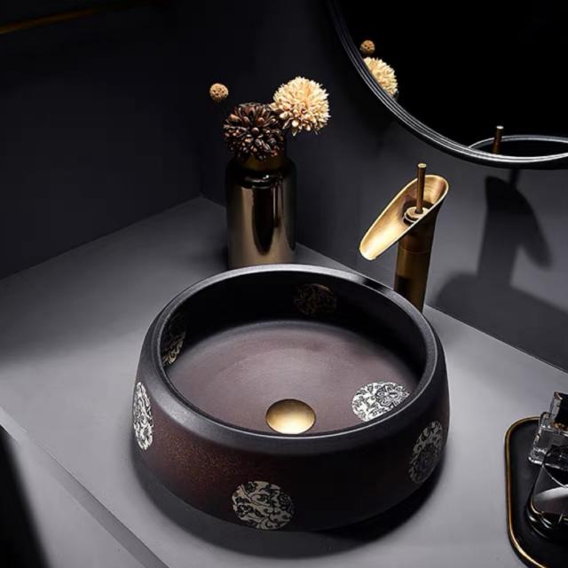 A036599高級洗面台用 洗面ボウルセット洗面ボール 陶器 手水鉢 手洗器蛇口