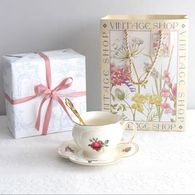 ティー・コーヒーカップセット カップ＆ソーサー1客セット ．陶器ティーセット Rinka カップ＆ソーサー《4客セット》[ペア カップ 4人 家族 コーヒー