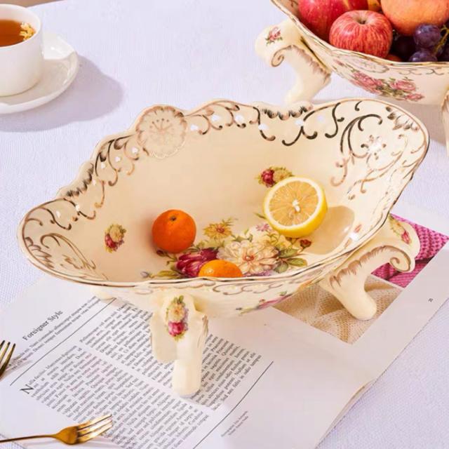 高級果物皿 盛り皿 お菓子皿、フルーツプレート 花柄豪華〜果物カゴ