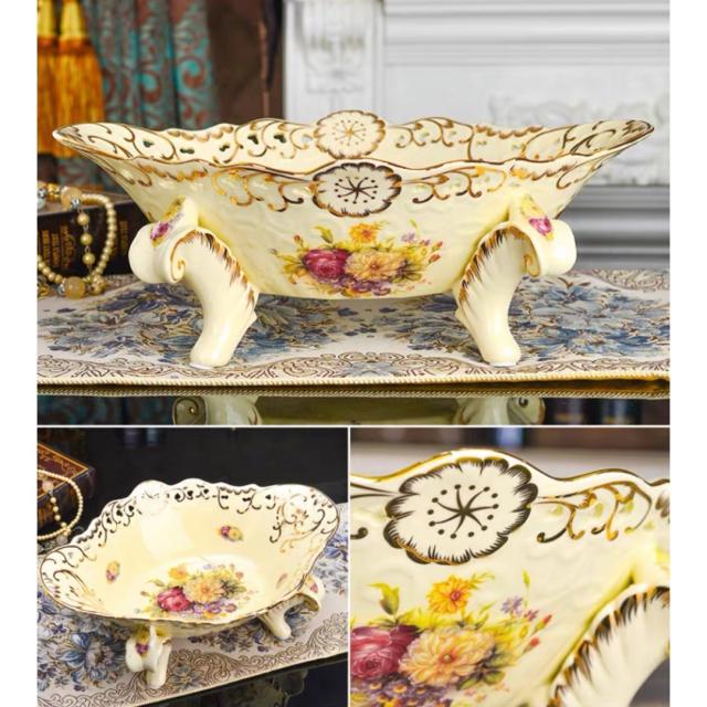 A036793高級果物皿　盛り皿 お菓子皿、フルーツプレート 花柄豪華〜果物カゴ お菓子鉢_2
