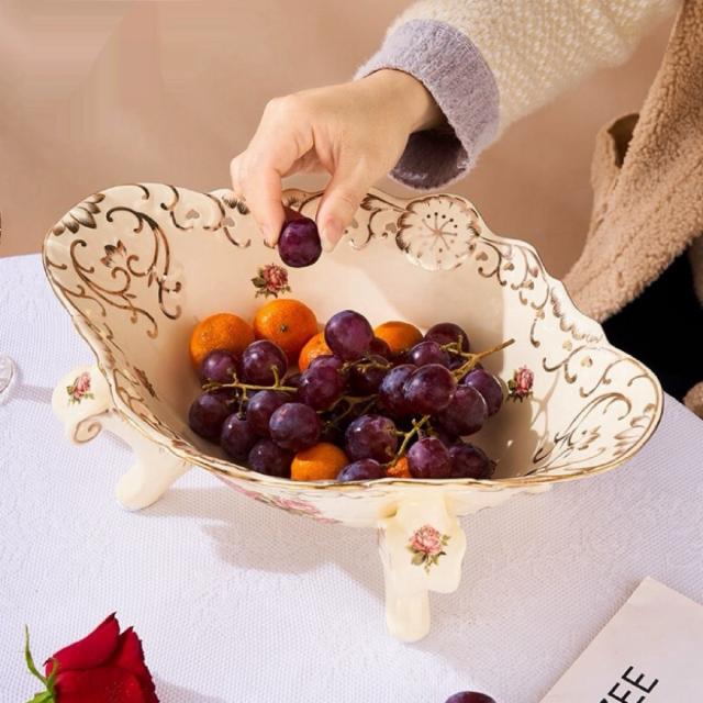 高級果物皿 盛り皿 お菓子皿 フルーツプレート 花柄豪華～果物カゴ お
