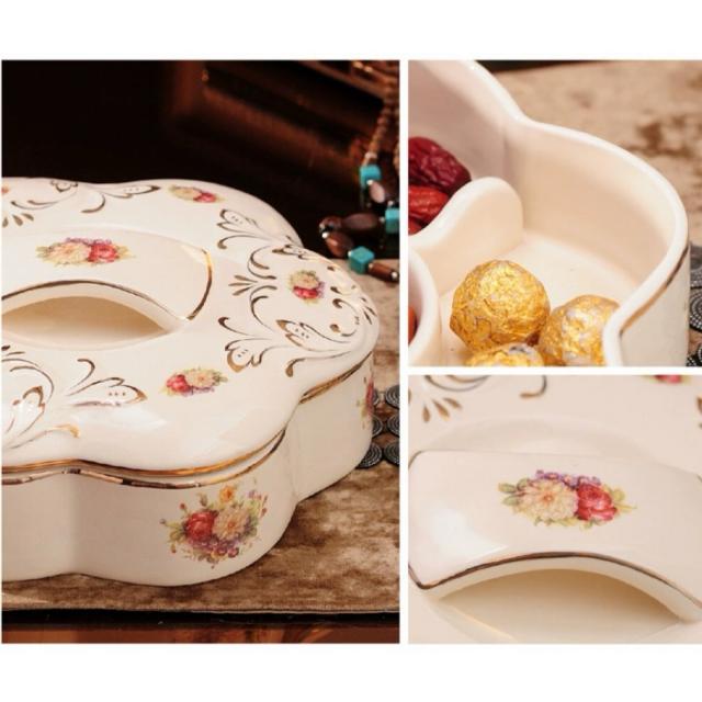 A036802高級果物皿　盛り皿 お菓子皿、フルーツプレート 花柄豪華〜果物カゴ お菓子鉢_3