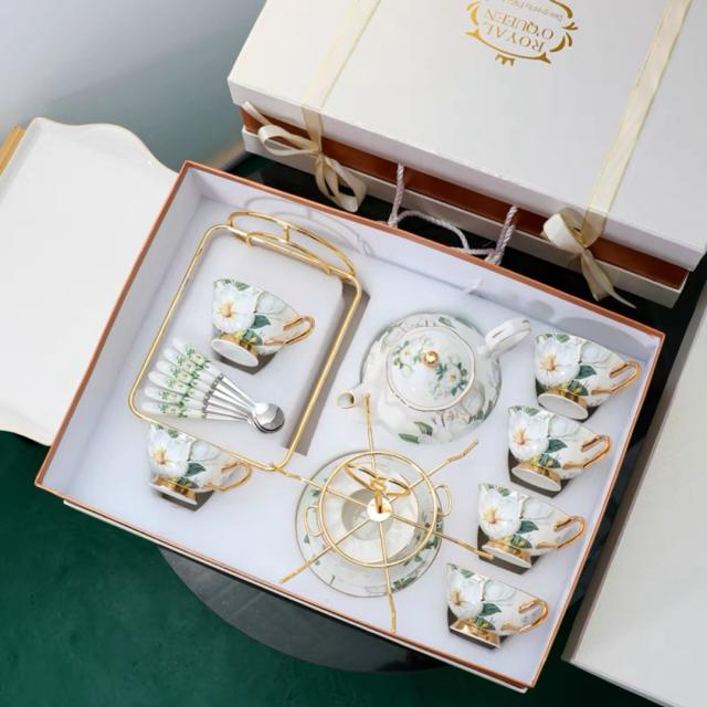 花柄ティーカップ セット 陶器 高級感 カップ＆ソーサー 6客コーヒーカップ 花柄ティーカップ セット 陶器 高級感 カップ＆ソーサー 6客