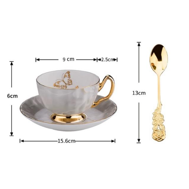 A036847ティー・コーヒーカップセット カップ＆ソーサー4客セット ．陶磁器ティーセット_1