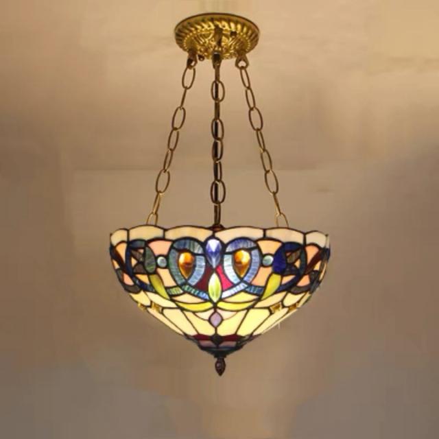A036856ステンドグラス．ペンダントライト豪華天井照明ステンドグラスランプ ガラス工芸品