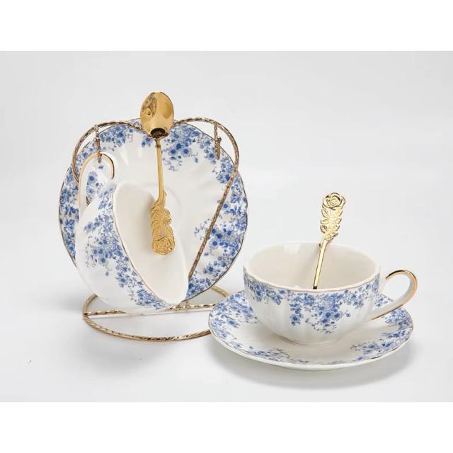 A034086ティー・コーヒーカップセット カップ＆ソーサー2客セット ．陶磁器ティーセット