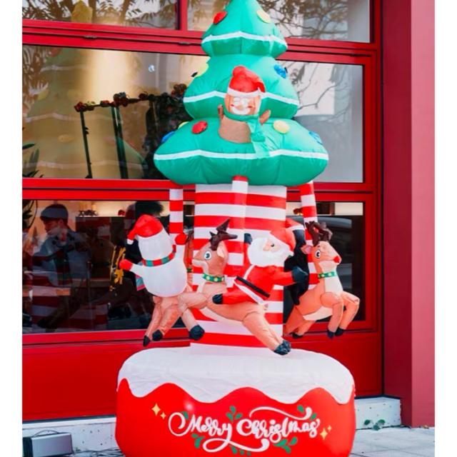 クリスマス飾りサンタさん ライトアップ インフレータブル 膨らます庭