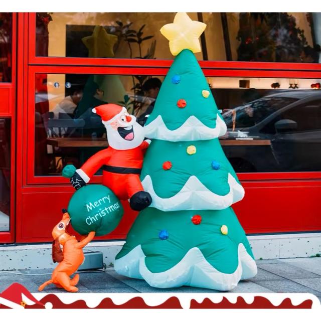 クリスマス飾りサンタさん ライトアップ インフレータブル 膨らます庭　屋外装飾