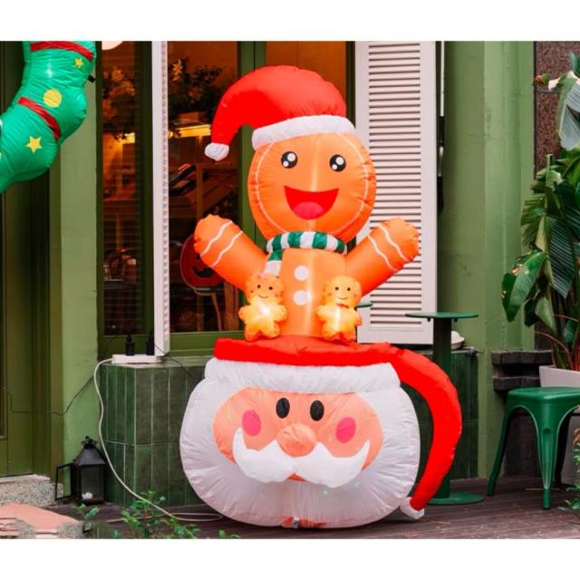 クリスマス飾りサンタさん ライトアップ インフレータブル 膨らます庭　屋外装飾