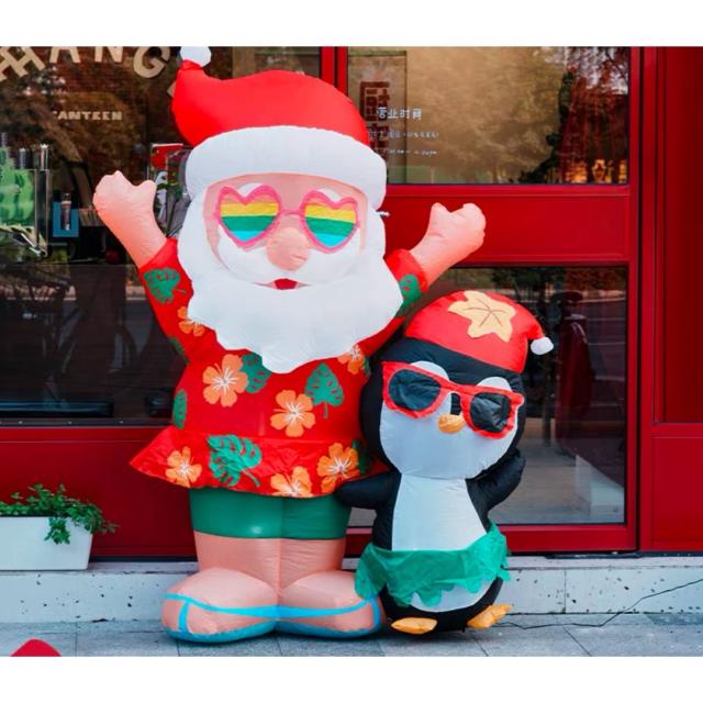 クリスマス飾りサンタさん ライトアップ インフレータブル 膨らます庭　屋外装飾