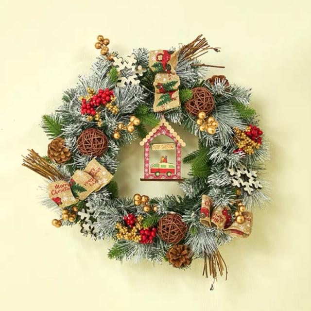 クリスマスリース クリスマススワッグ 壁飾り 人工造花 デラックス