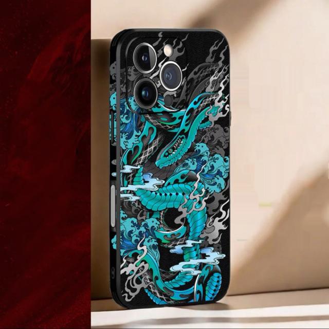 PUレザー小羊皮 iPhoneケース 青蛇デザイン スマホカバー 耐衝撃 高級感 PUレザー小羊皮 iPhoneケース 青蛇デザイン スマホカバー 耐衝撃