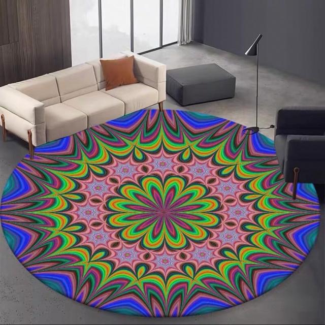 ラウンドカーペット サイケデリック形絨毯 ラグマット 室内装飾　玄関マット