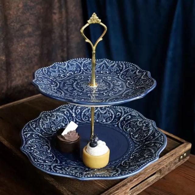 ケーキ スタンド プレート 2段セット アフタヌーンティー フルーツ トレー 皿