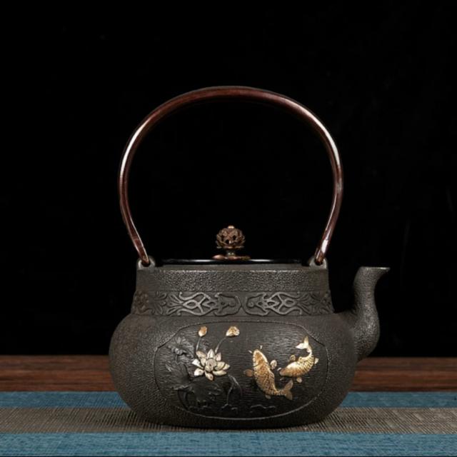 鋳鉄製鉄瓶 南部鉄瓶 手作り 老鉄瓶 やかんを沸かす 提梁鉄瓶 お茶の道具