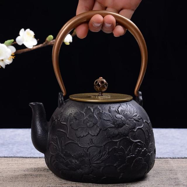 鋳鉄 鉄 急須 職人手作り鉄瓶 やかん 提梁壺 茶壺 水壷 煮茶壷 茶道具_1