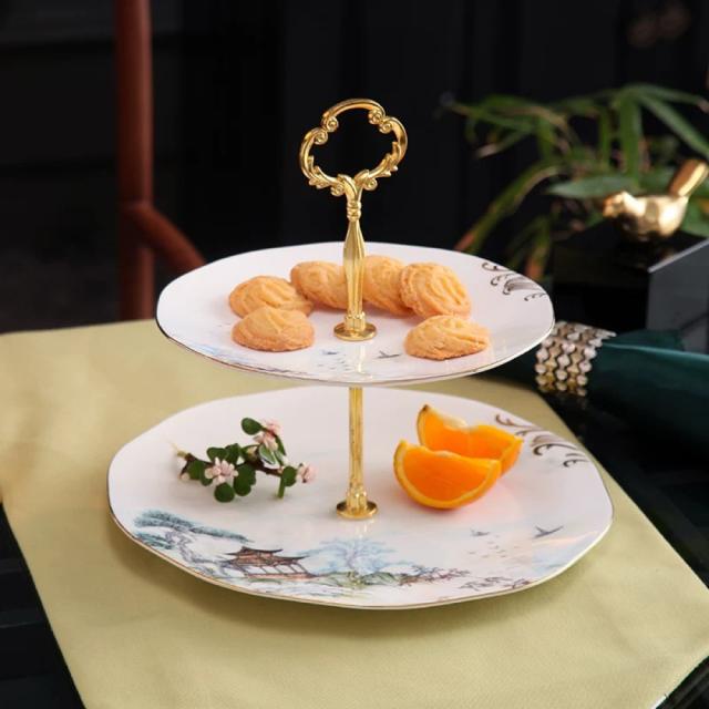 ケーキ スタンド プレート 2段セット アフタヌーンティー フ