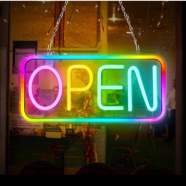 OPEN RGB ネオンサイン オープン LED ネオンライト 調光可能 壁掛け