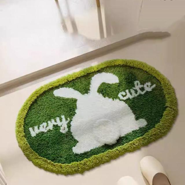 バスマット ラグマット リビングマット 玄関マット．カーペットお風呂マット兎