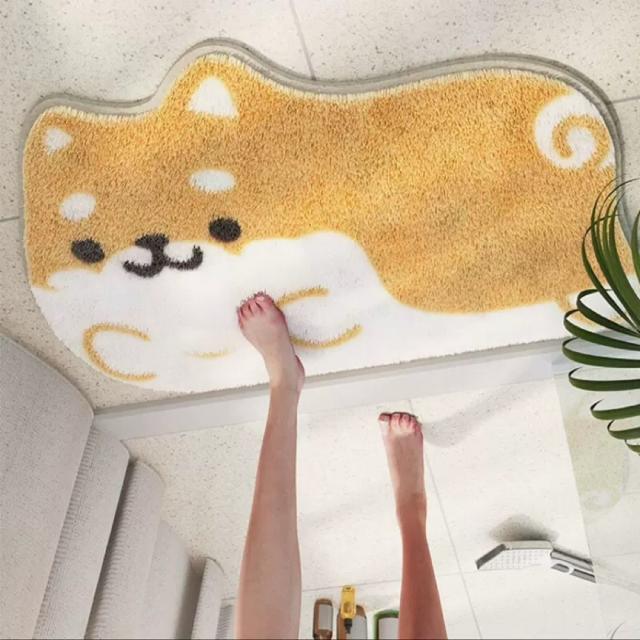 バスマット ラグマット リビングマット 玄関マット．カーペットお風呂マット柴犬柄