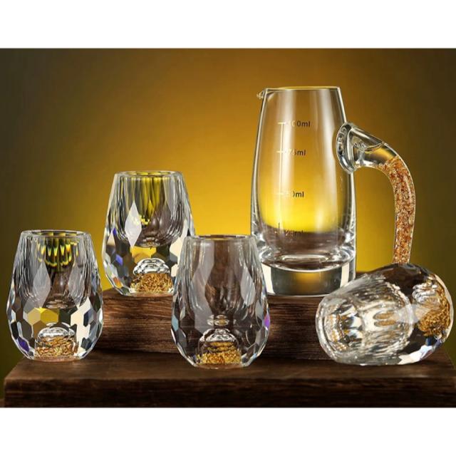 グラス 冷酒器 冷酒グラス グラスセット ショットグラス 金箔入れ高級グラス_1
