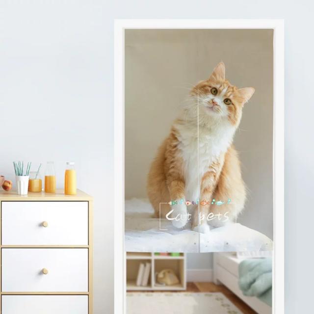 猫柄のれん ロング 暖簾80x150cm ネコ　かわいい 間仕切り猫雑貨