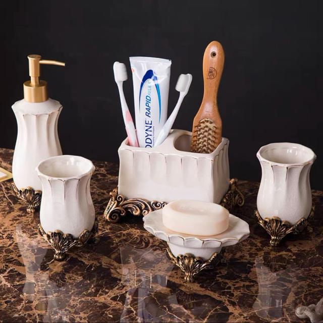 高級サニタリー5点セット．ディスペンサー 歯ブラシスタンド 洗面用品 18,744円