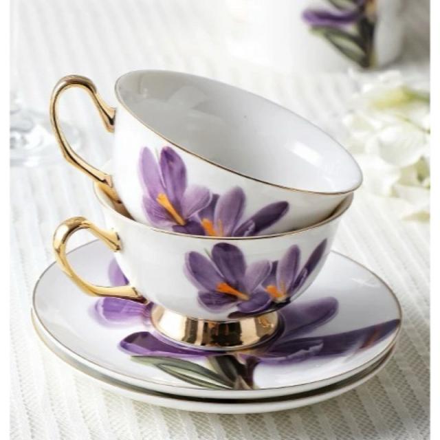 花柄ティー・コーヒーカップセット カップ&ソーサー2客セット 花柄ティー・コーヒーカップセット カップ&ソーサー2客セット