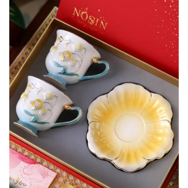 花柄ティー・コーヒーカップセット カップ&amp;amp;ソーサー2客セット 陶磁器ティーセット