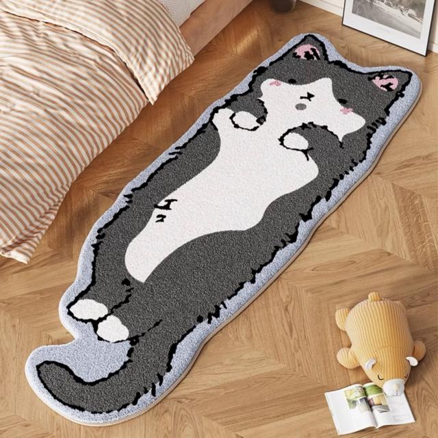 ネコ柄ラグマット キッチンマット．玄関マット．カーペット風呂マット猫雑貨