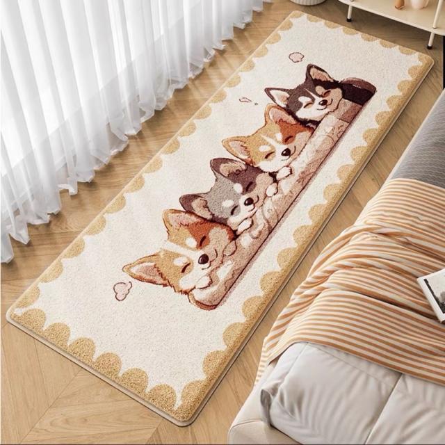 犬柄ラグマット キッチンマット．玄関マット．カーペット風呂マットコーギー雑貨