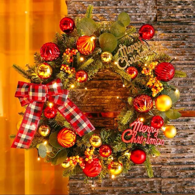 クリスマスリース クリスマススワッグ 壁飾り 人工造花 デラックス