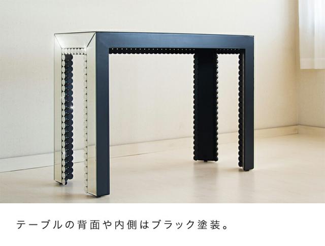 テーブル 幅100 ミラーテーブル ミラー 鏡 鏡台 ドレッサー コンソール 消毒台 消毒スタンド 消毒液スタンド コンソールテーブル ミラーデスク 花台 ガラステーブル ロイヤルモダンミラー モダン ミラー 玄関 寝室 リビング 花瓶台 エレガント 幅100 組立不要_11