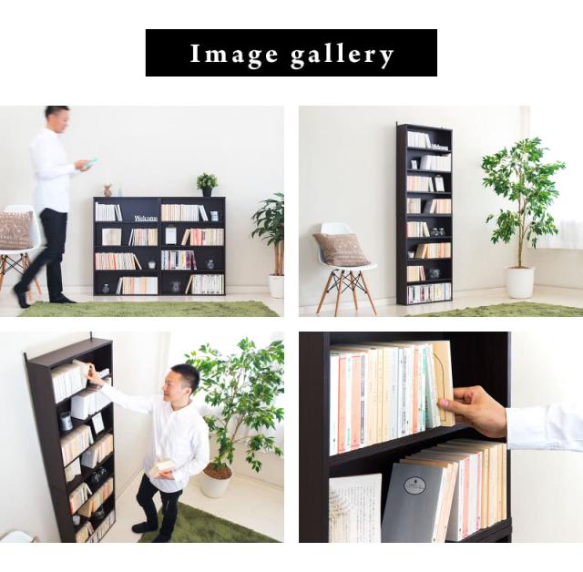 2台セット 本棚 幅60cm ダークブラウン焦げ茶色ホワイト白 木製 コミック収納 コミックラック 大容量 薄型 スリム 本棚 マンガ収納 DVD収納 CD収納 シェルフ 書棚 キッズ 通販 おしゃれ オシャレ 北欧 送料無料 送料込 新生活_3