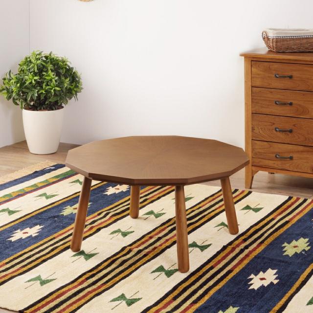 コタツテーブル ブラウン こたつ テーブル 幅80 12角形 コタツ 本体 コンパクト 炬燵 机 テーブル オールシーズン 一人使い おしゃれ シンプル 天然木 北欧風 和室 座卓