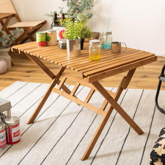 アウトドアテーブル フォールディングテーブル ハイテーブル 折りたたみ コンパクト 天然木 木製 おしゃれ 幅60cm アウトドア ガーデン リゾート キャンプ 庭 ≪ポイント10倍★11日9:59迄≫ 折りたたみテーブル キャンプ アウトドアテーブル ウッドグレインテーブル WGT-1100 レジャー テーブル  ローテーブル 収納 棚 フック付き ロールトップ 折りたたみ 持ち運び 高さ調節 ナチュラル アイリスオーヤマ | 便利生活　マイルーム