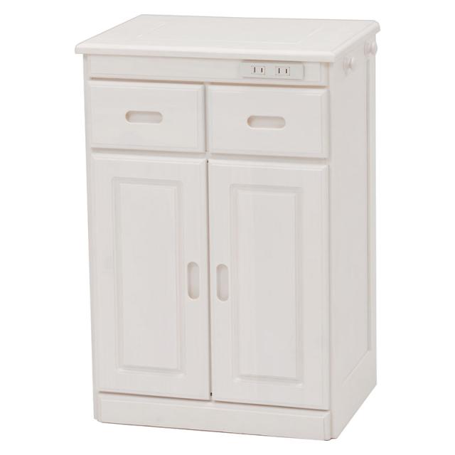 完成品 キッチンカウンター 幅47 高さ71 奥行34 キッチン 作業台 ワークスペース コンセント付 扉付 引出し 収納 フック付き 天然木 木製 木目 白 ホワイト 白家具 西海岸 北欧 インテリア 送料無料 新生活 すき間収納 MUD-6520WSの通販は 22,800円