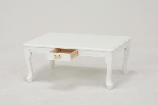 ピュアホワイト折れ脚猫脚テーブル　正方形　お洒落　可愛い　折り畳みテーブル 折れ脚テーブル ホワイト 折りたたみ 折り畳み 引き出し 猫脚 可愛い