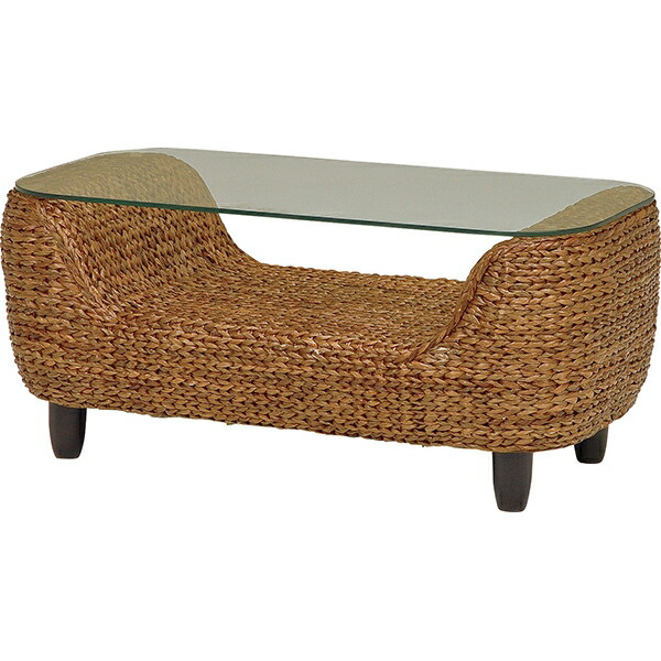 テーブル ブラウン 厚み ボリューム感 ウォーターヒヤシンス素材 魅力的 お洒落 ナチュラル ブラウン リビング アジアン風 癒しの通販は