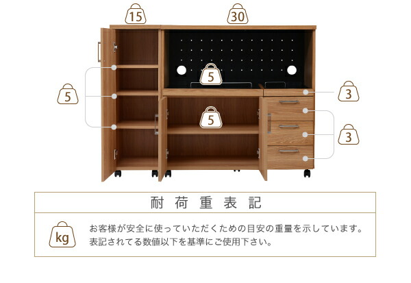 Keittio 北欧キッチンシリーズ 幅120 キッチンカウンター レンジ収納 収納庫付き ウォールナット調 北欧デザイン スライド レンジ台 引き出し付きFAP-0030SET_16