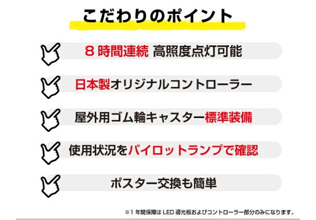 A1サイズ 片面 スタンド看板LED バッテリー搭載タイプ ブラック コロナ対策_5