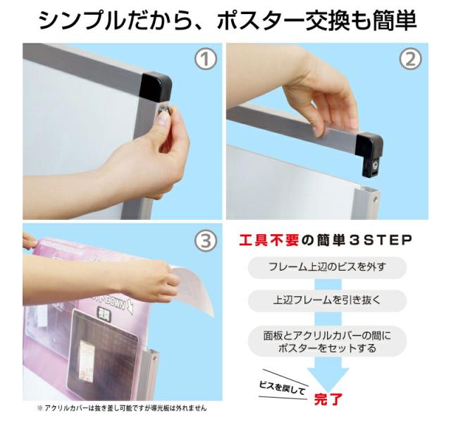A1サイズ 片面 スタンド看板LED バッテリー搭載タイプ ブラック コロナ対策_9