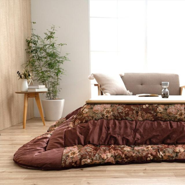 こたつ布団 日本製 正方形 エレガンス柄 省エネ ベージュ 約205×205cm こたつ布団 こたつ用 お洒落 オシャレ 居間 リビング用 あったか 温か 冬 こたつぶとん こたつ布団 ふかふか ふっくら コタツ布団 リビング 暖房器具 エコ 省エネ