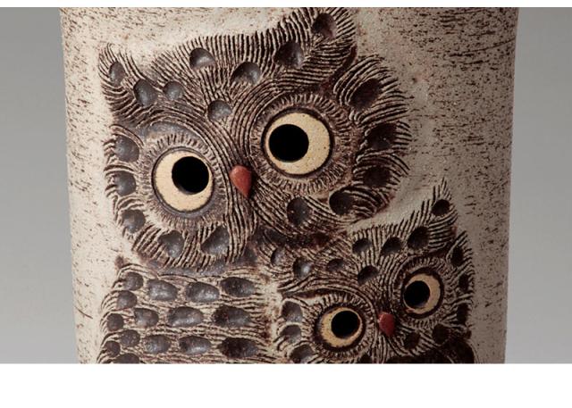 傘立て 信楽焼き ペアふくろう透かし彫 傘立 幅35 高さ48 和風 モダン