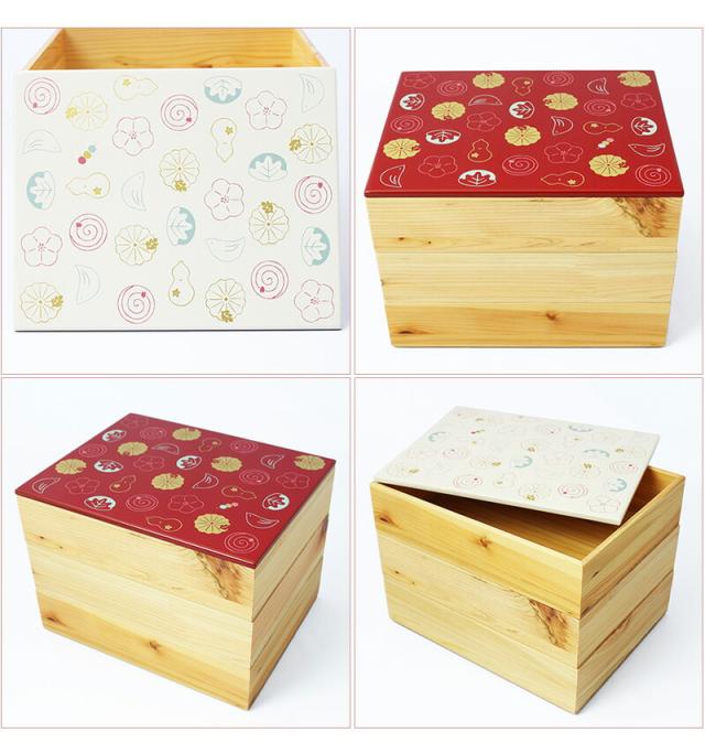 重箱 3段 和菓子蒔絵 約20cm お重箱 お重 漆器 うるし 漆塗り 手作り 赤 白 モダン 重箱 オシャレ かわいい 工芸品 おしゃれ 日本製 シンプル 木製 お土産 贈り物 贈答 贈答品 ギフトにもおすすめ 弁当箱 詰め込み弁当 ヒノキ 漆器/通販/送料無料 【送料込み】 新生活_2