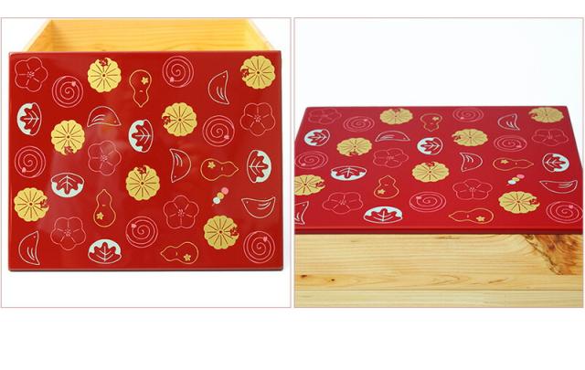 重箱 3段 和菓子蒔絵 約20cm お重箱 お重 漆器 うるし 漆塗り 手作り 赤 白 モダン 重箱 オシャレ かわいい 工芸品 おしゃれ 日本製 シンプル 木製 お土産 贈り物 贈答 贈答品 ギフトにもおすすめ 弁当箱 詰め込み弁当 ヒノキ 漆器/通販/送料無料 【送料込み】 新生活_3