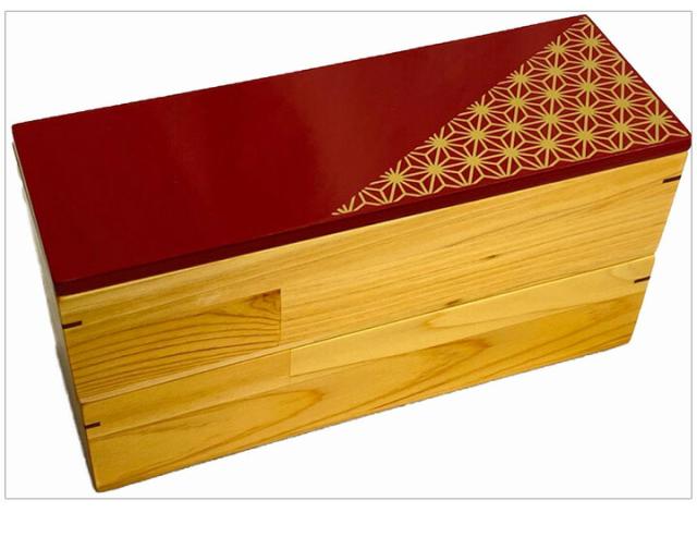 弁当箱 麻の葉 2段 弁当箱 2段 重箱にできる 手作り 弁当箱 モダン 重箱 オシャレ かわいい 工芸品 おしゃれ 日本製 シンプル 木製 お土産 贈り物 贈答 贈答品 ギフトにもおすすめ 弁当箱 詰め込み弁当/通販/送料無料 【送料込み】 新生活 組立不要_2