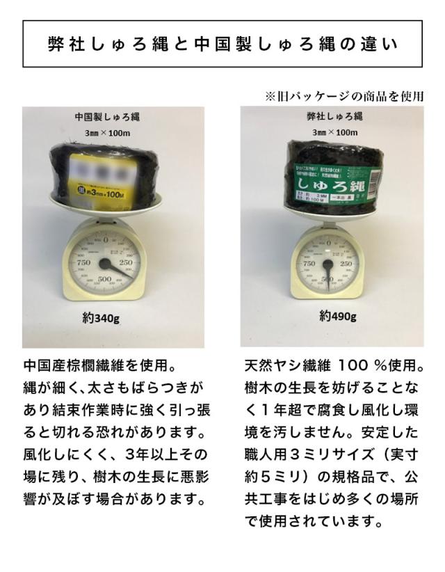 しゅろ縄 平巻 3mm×100m 黒 (二本出) （入数30） 30個入 30巻 シュロ クロ ガーデニング 庭 農業 業務資材 支柱結束資材 結束 シュロ縄 麻縄 麻紐 麻ひも_3