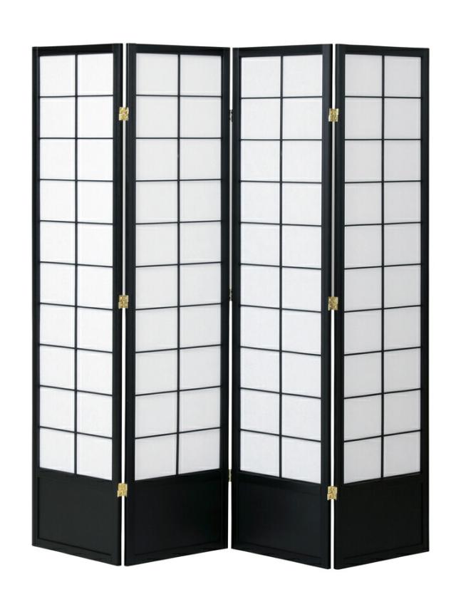 衝立 　四季花鳥図　大変品の良い衝立　パーティション　仕切り　モダン パーテーション 4連 150cm 間仕切り 衝立 ついたて 木製