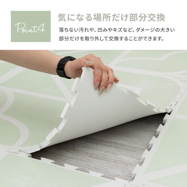 おしゃれなレトロデザイン ジョイントマット キュロス 約60×60cm 大判 36枚入り 水洗いOK サイドパーツ付き ホットカーペット対応 床暖房対応 防音対策 萩原_5